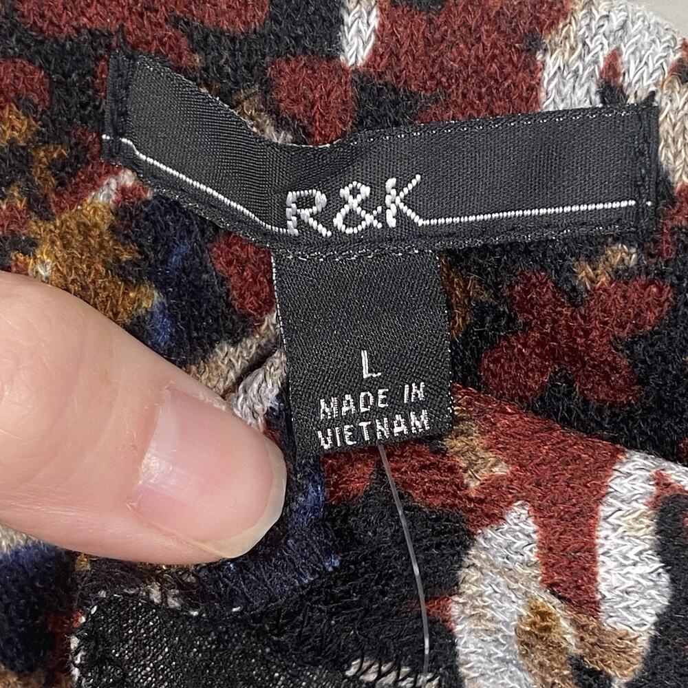 R K Originals Sweater Dress Size Large Gold Accents Multicolor Floral Knit NEW - Picture 4 of 7